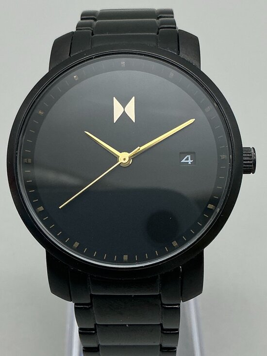 MVMT Classic Black Gold Watch Women 38mm Stainless Date New Battery 7.25\